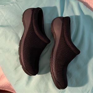 Merrell Black Mesh Mules With Select Grip Soles